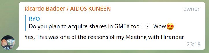 acquire shares in GMEX