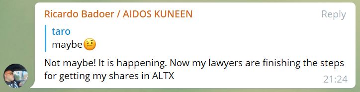 getting my shares in ALTX